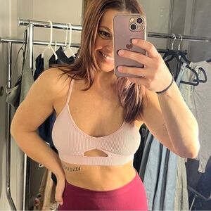 Closie Ribbed Keyhole Loungewear Sports Bra Light Pink Size Small